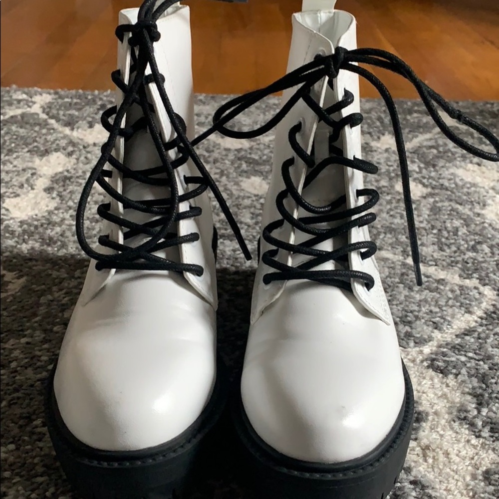 White Combat Boots